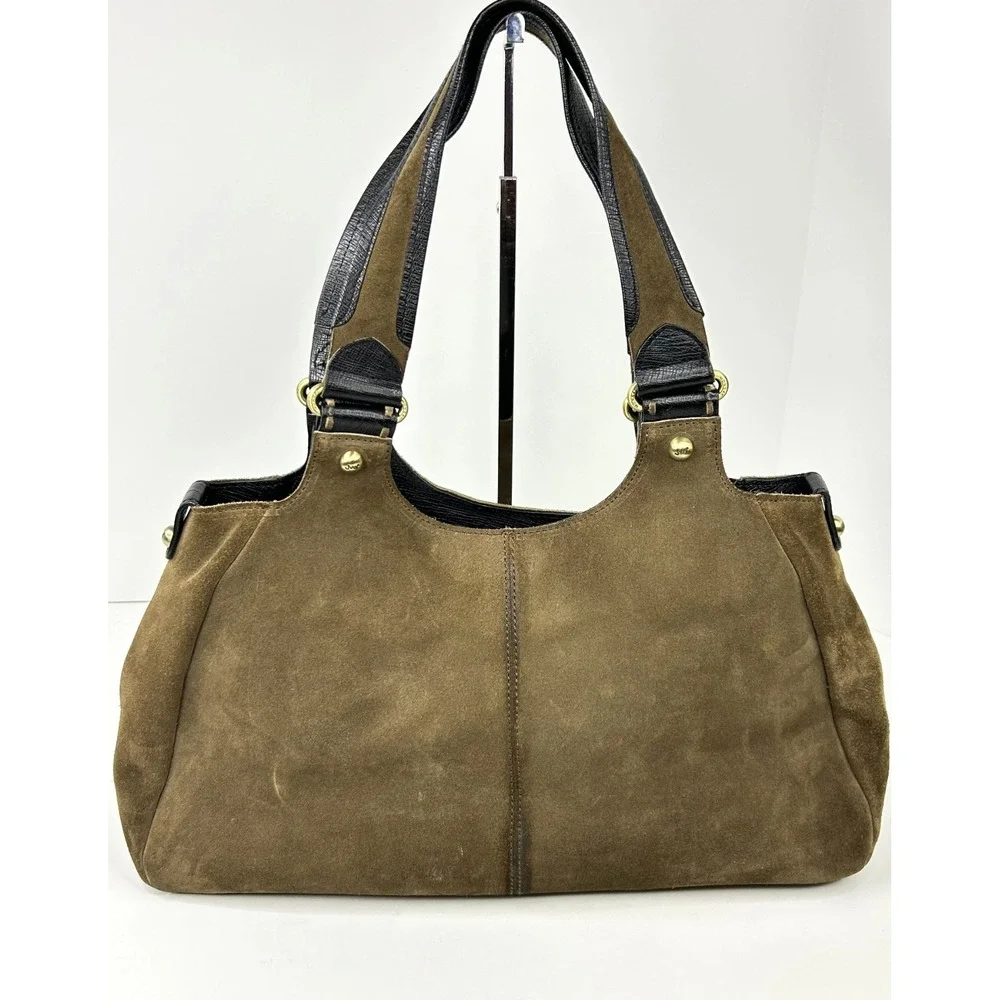 VTG Monsac Original Italian Suede & Leather Multipocket Shoulder Bag Brown Large